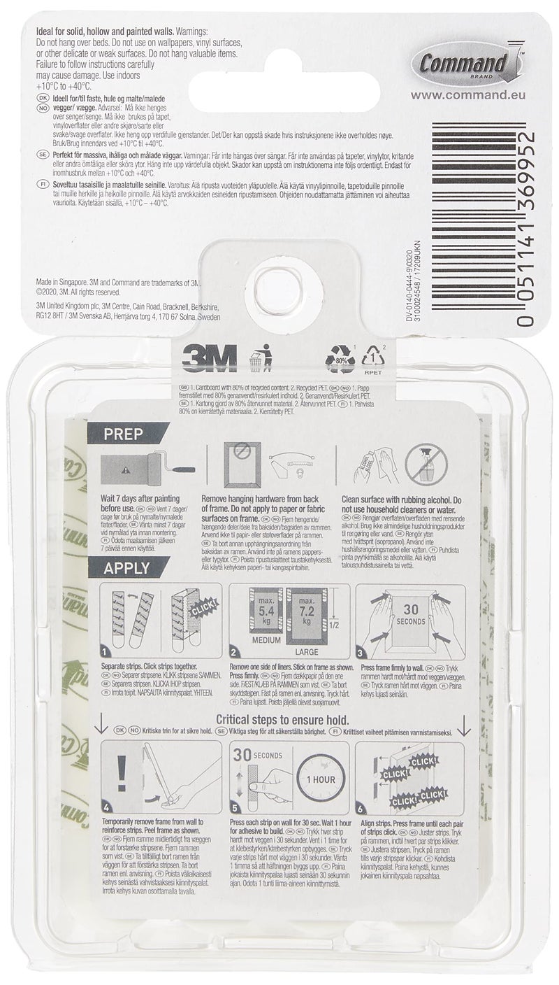 Command Medium and Large Picture Hanging Strips  Damage Free Hanging Picture Hangers  No Tools Wall Hanging Strips for Living Spaces  White  4 Medium Pairs and 8 Large Pairs - Image 2